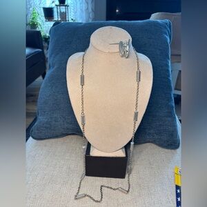 Elegant WHBM Silver Necklace with Matching clip Earrings
